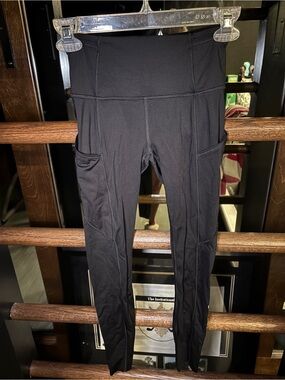 Lululemon High-Waist Black Leggings with Side Phone Pockets